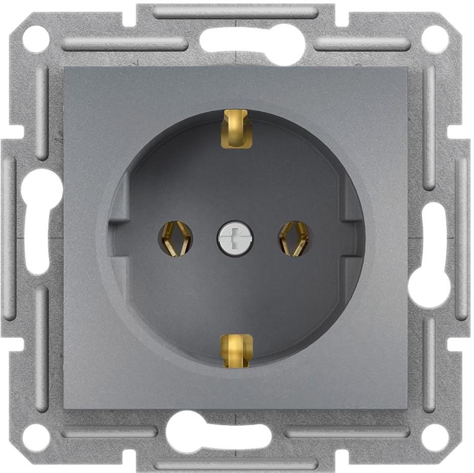 Контакт ШУКО 16A цвят Стомана Asfora SE, SCHNEIDER ELECTRIC, EPH2900162