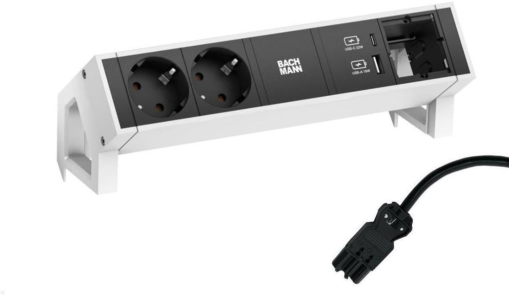Модул DESK 2 с 2х Шуко, USB тип A+C и 1х празен модул, цвят Бял, Bachmann, BACHMANN, B902.935