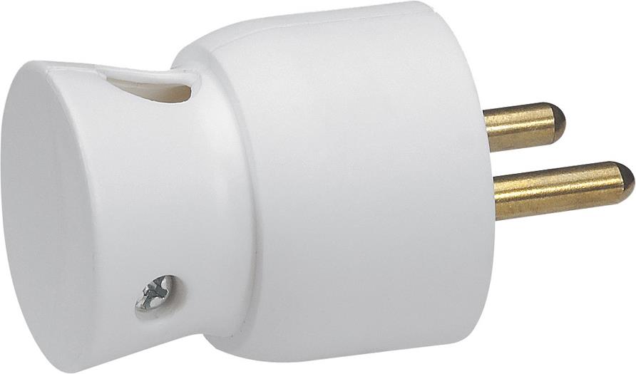 Щепсел бял 2P+Т 16A френски 90° изход на кабела 250V Legrand, LEGRAND, 50416