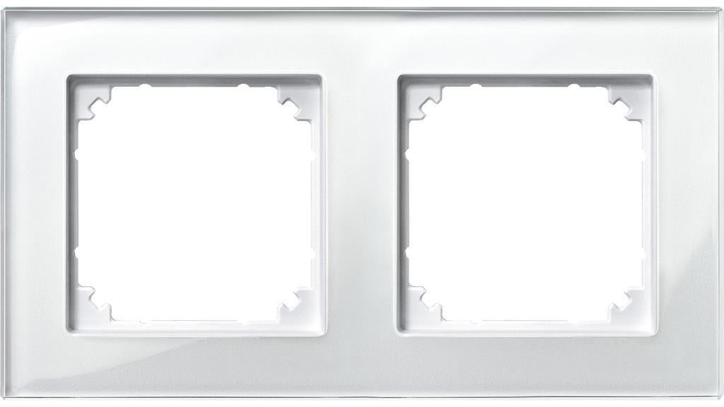 Рамка 2х цвят Блестящо бяло, стъкло System M Merten SE, SCHNEIDER ELECTRIC, 489219