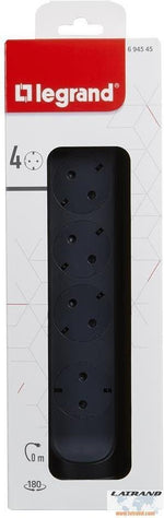 Разклонител  4x2P+E без кабел Premium NEW Legrand 694545 ЧЕРЕН