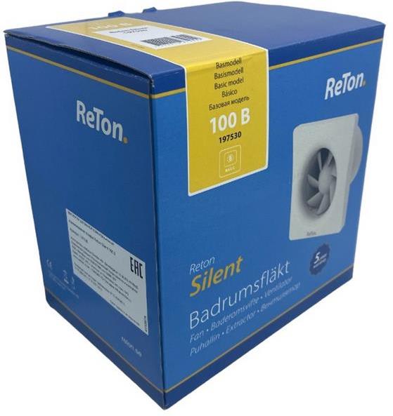 Вентилатор Silent T ф100мм, цвят Бял, 83м3/ч, 5.2W, 25dB, с таймер и клапа ReTon, FRESH & PAX, V197531