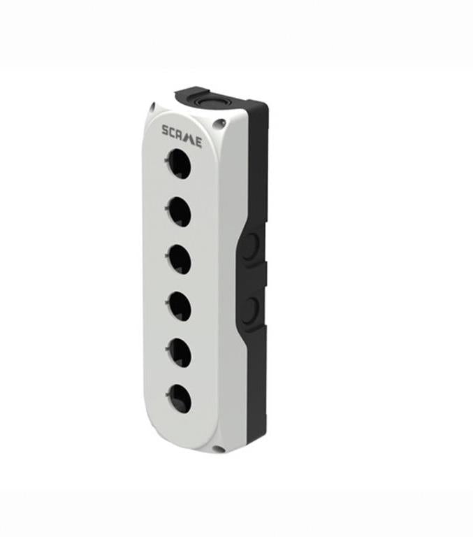 Бутониера празна с 6 отвора Ø22mm сива IP66 Compact Scame, SCAME, 590.PBG06