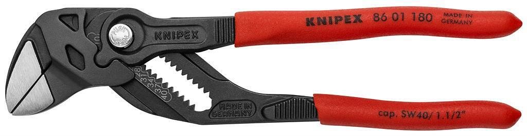 Клещи раздвижени, червена ръкохватка 180мм, Knipex - K8601180