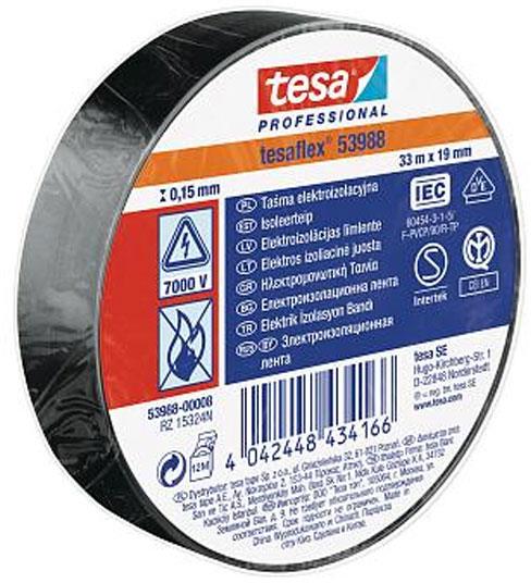 Изолационна лента цвят ЧЕРЕН tesaflex 53988 0.15мм х 19мм, дължина 33м tesa® Professional, TESA, 53988-00008-00
