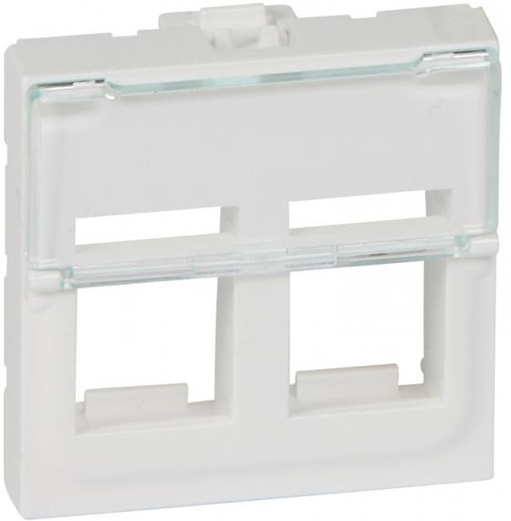 Лицев панел бял 45х45мм за 2х RJ45 Keystone, плосък прав изход Legrand, LEGRAND, 78610