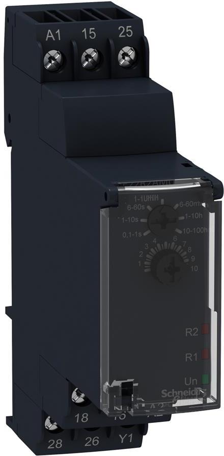 Реле за време, закъснение при включване, 1x 0.1s…100h, 2c/o 8A, 24...240Vac SE, SCHNEIDER ELECTRIC НИСКО НАПРЕЖЕНИЕ, RE22R2AMU