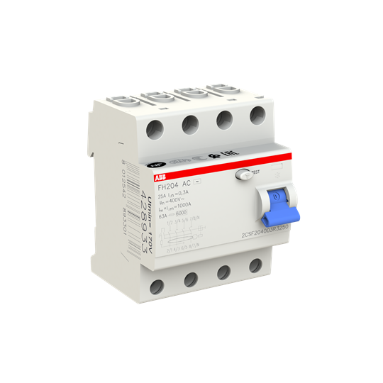 ДТЗ 4P 25А 300mА серия FH204 тип AC ABB, 2CSF204003R3250