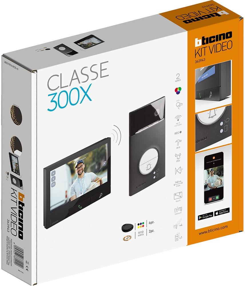Видео-домофон комплект Classe 300X черен Wi-Fi дисплей и LINEA 3000 входен панел Bticino, BTICINO, 363943