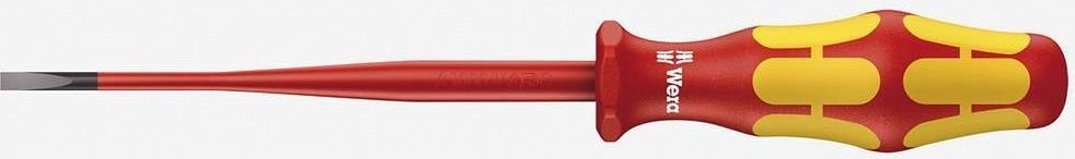 Отвертка шлиц 0.6x3.5x100 Slim, жълто-червена ръкохватка, 160 Kraftform VDE 1000V Wera - W006440
