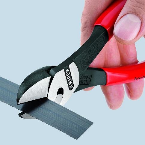 Клещи диагонални резачки усилени TwinForce, червена ръкохватка 180мм, Knipex - K7371180