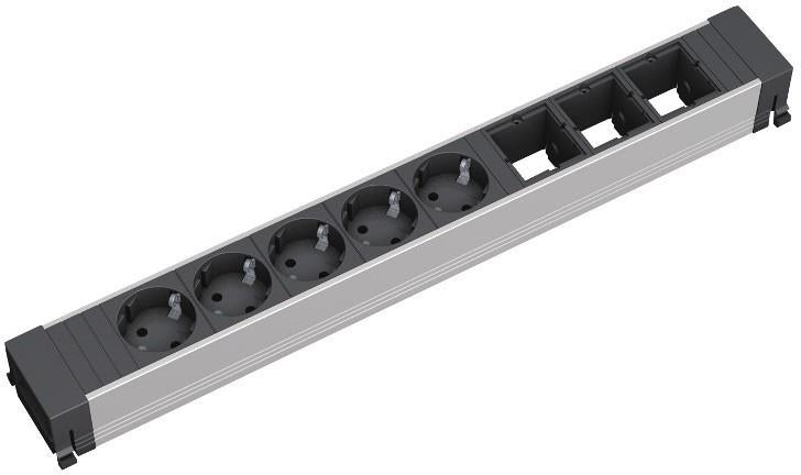 Модул за TOP FRAME или CONFERENCE 8M с 5х Шуко и 3х празни модула, цвят Черен, Bachmann, BACHMANN, B909.008