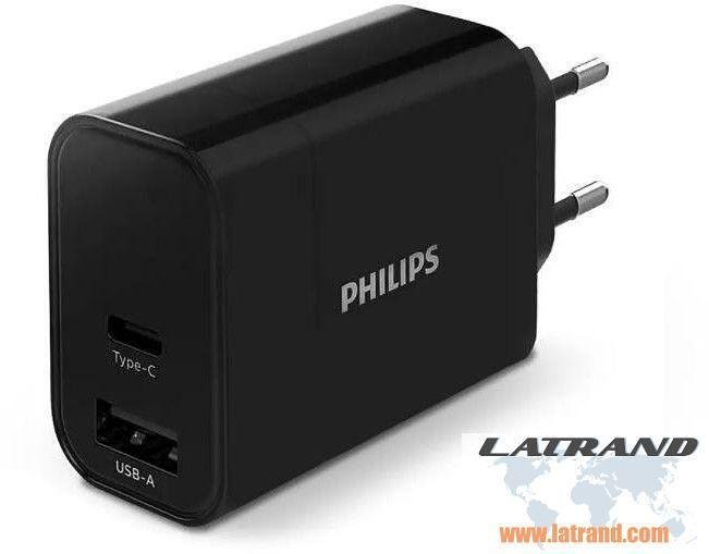 Универсално зарядно устройство за 2 USB устройства PHILIPS DLP2621/12 ЧЕРЕН
