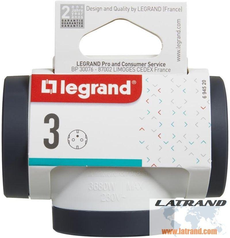 LEGRAND - 694520 Адаптер за контакт 3х Шуко Т-образен бял Legrand
