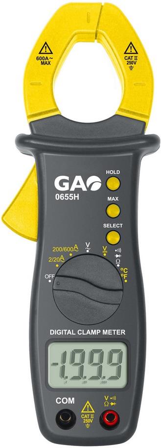 Дигитални амперклещи CAT II 0…250Vac/dc, 0…600A, LCD и звук GAO, 0655H