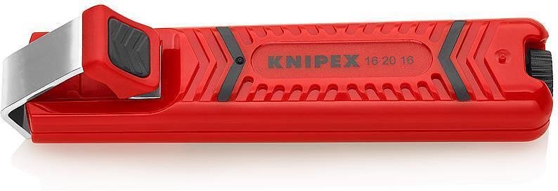 Кабелен нож, за изолация Ø4-16мм, червена ръкохватка 130мм, с фиксатор, Knipex - K162016SB