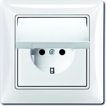 Контакт ШУКО 16A с капак IP44 цвят БЯЛ с рамка Basic 55 ABB, 2CKA002018A1505