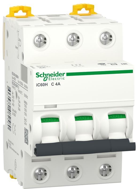 Автоматичен прекъсвач Acti 9 iC60H 3P 4A крива C 10kA SE, SCHNEIDER ELECTRIC НИСКО НАПРЕЖЕНИЕ, A9F84304