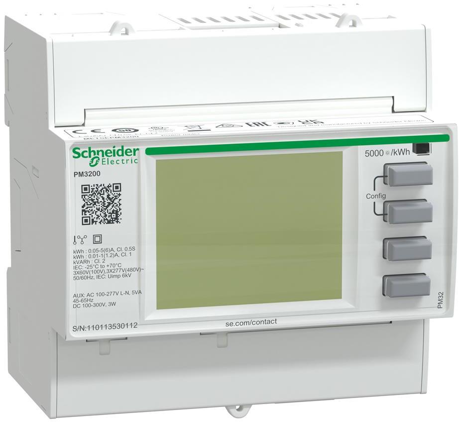 Трифазен мерител за ИНДИРЕКТНО мерене на ел. енергия PM3200, до 4 тарифи, за DIN монтаж 4 мод, SE, SCHNEIDER ELECTRIC НИСКО НАПРЕЖЕНИЕ, METSEPM3200
