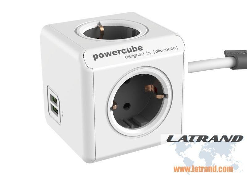Разклонител PowerCube 4 гнезда с 1.5 метра кабел и 2х USB 1402BL, Allocacoc