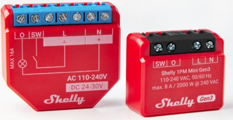 Микромодул Smart реле 1х On/Off 8A с мерител изисква неутрала Shelly 1PM Mini Gen3 - 261590S, SHELLY