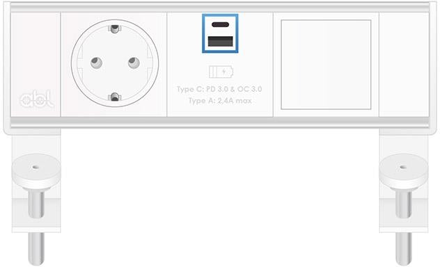 Модул Flexi 3M с 1х Шуко, USB тип A+C и 1х празен модул, цвят Бял, ABL, ABL Сърбия, 2A21F1A4