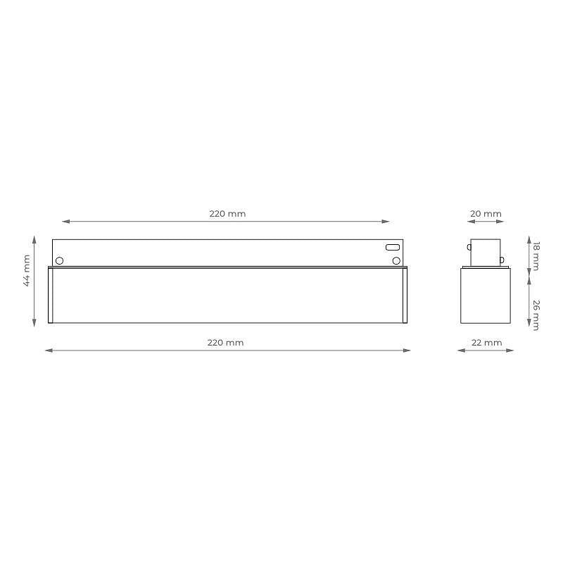 Линейна магнитна лампа за релсова система M-LINE, черна, 12 W, 960 lm, 4000 K, DPM, MTL-SPL-12W-B