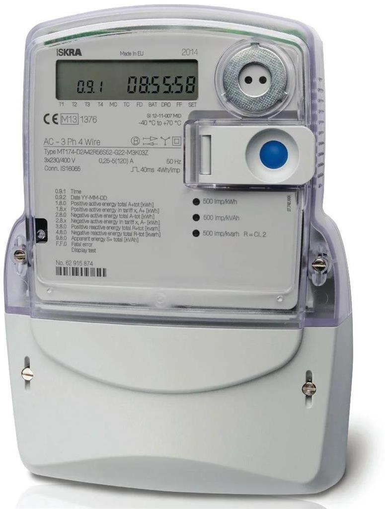 Трифазен електромер за ДИРЕКТНО мерене на ел. енергия, с RS485, 120A, MID Iskraemeco, FRODEXIM, MT174-D2-120A