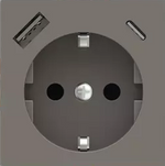 Лицев панел за контакт шуко и USB A+C 55x55 Fenix Grey London EKINEX, EK-PSC-DE-USB-FGL