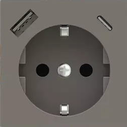 Лицев панел за контакт шуко и USB A+C 55x55 Fenix Grey London EKINEX, EK-PSC-DE-USB-FGL