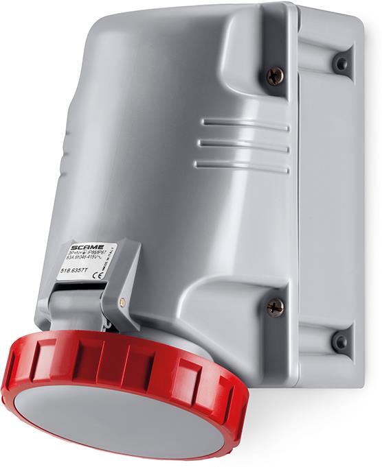 Промишлен контакт 3P+N+Е 63A 6h IP66 серия Optima Top M40 открит монтаж Scame, SCAME, 518.6357T
