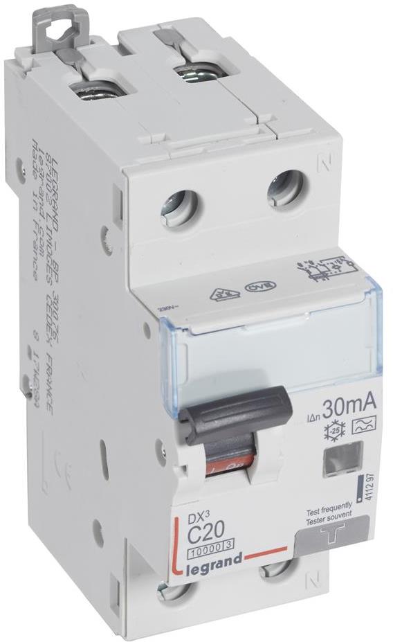 ДТЗ комбинирана DX3 1P+N 20A крива C 30mA тип A 10kA 2 мод. Legrand, LEGRAND НИСКО НАПРЕЖЕНИЕ, 411297