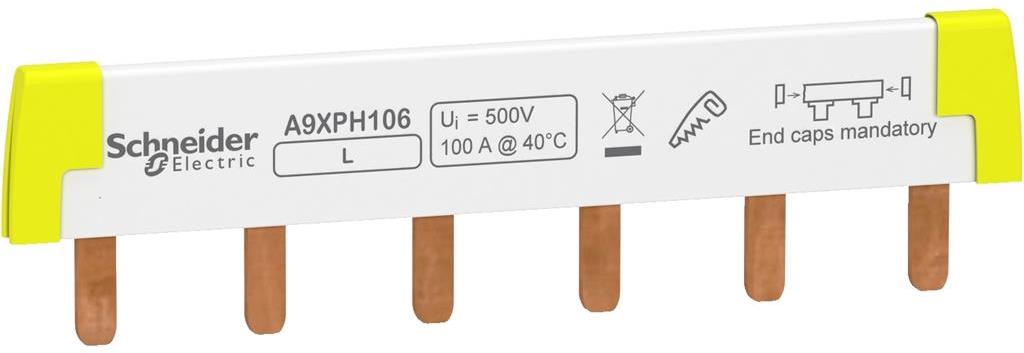 Захранващ гребен Acti 9 1P 16мм2 80A 6 прекъсвача L SE, SCHNEIDER ELECTRIC НИСКО НАПРЕЖЕНИЕ, A9XPH106