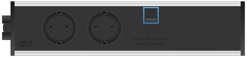 Модул Fusion 4M с 2х Шуко, USB тип A+C и 1х празен модул, цвят Черен, ABL, ABL Сърбия, 2M80F2A4