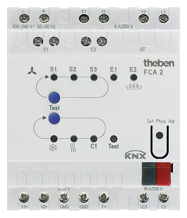 Актуатор вентилаторни конвектори с ръчно управление FCA2 0-10V 4DIN KNX Theben, 4920210