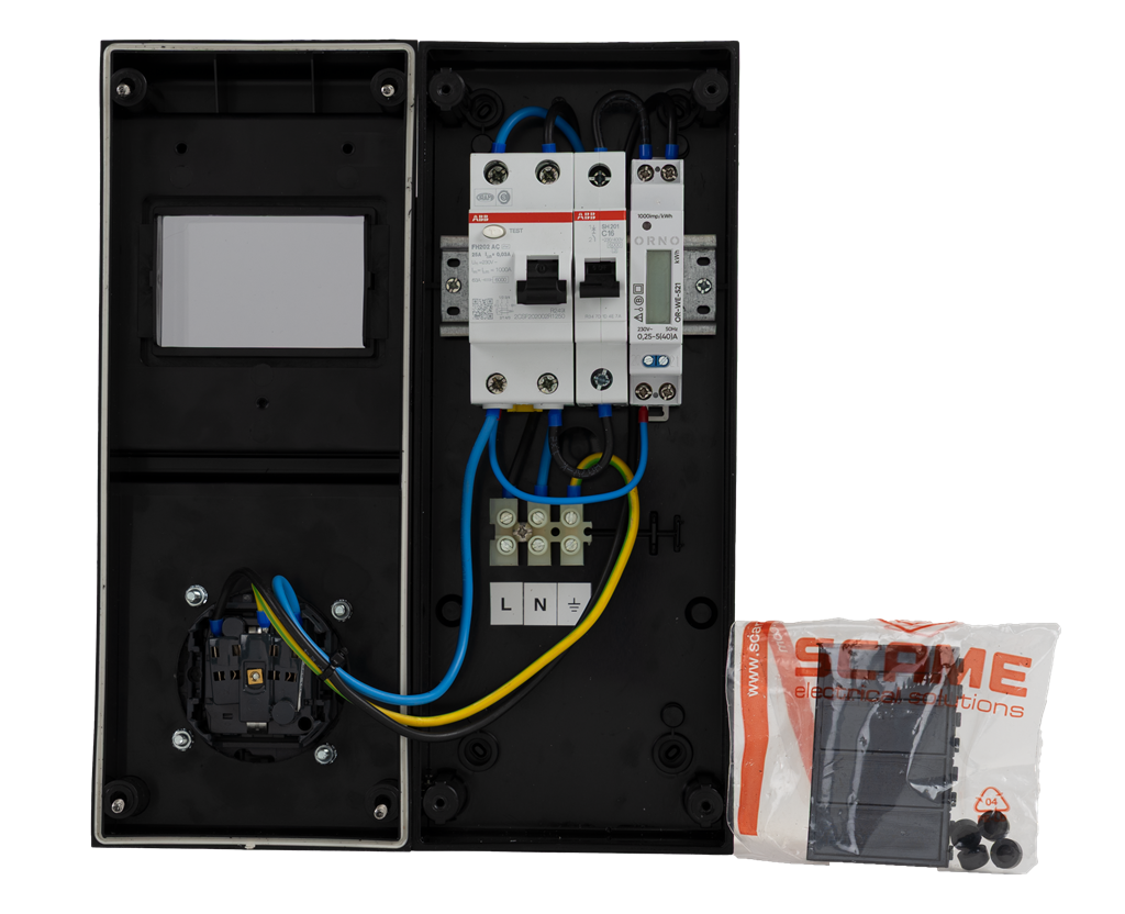 Табло 632.1510 тип EV сглобено с токови защити ABB, SCAME, 632.1510-EV1