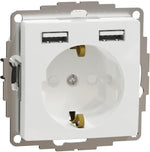 Контакт шуко с детска защита авт. и USB тип A+A 2.4A 12W цвят Бял Sedna SE