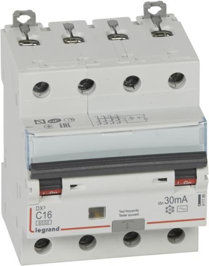 ДТЗ комбинирана DX3 4P 16A крива C 30mA тип AC 6kA 4 мод. Legrand, LEGRAND НИСКО НАПРЕЖЕНИЕ, 411186