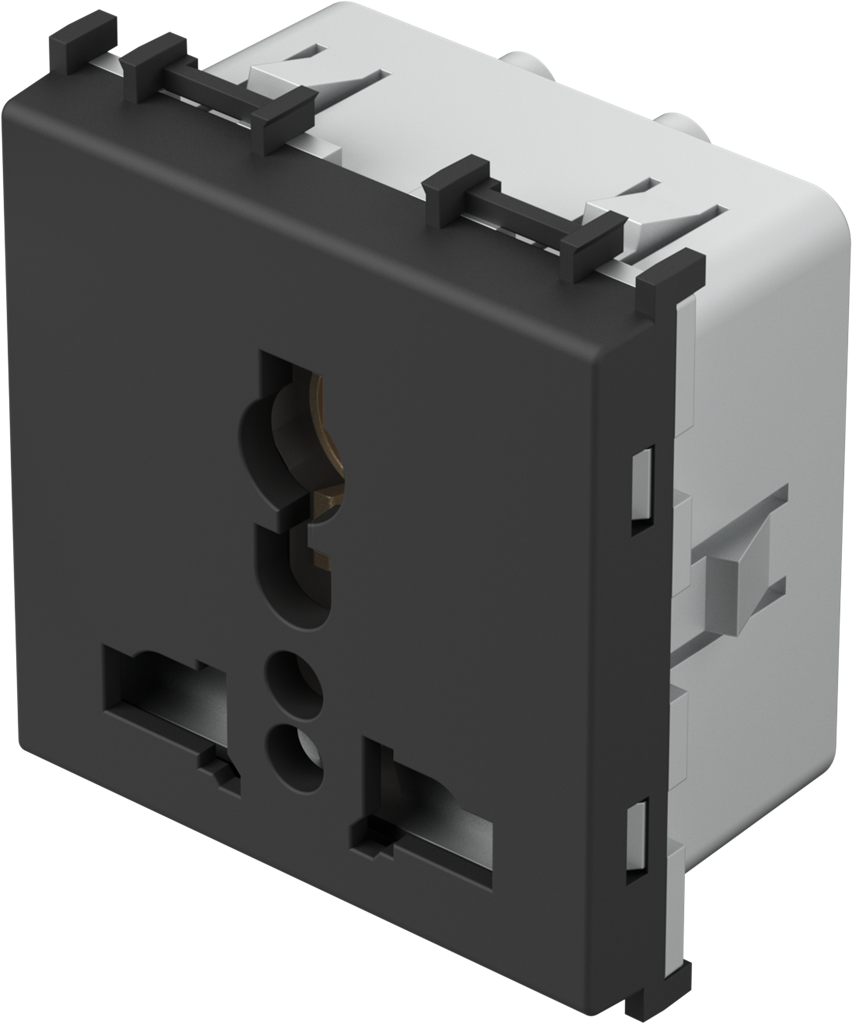 Контакт мулти стандарт 2P+E 13A 2 мод. цвят Черен мат Modul TEM, VM55SB