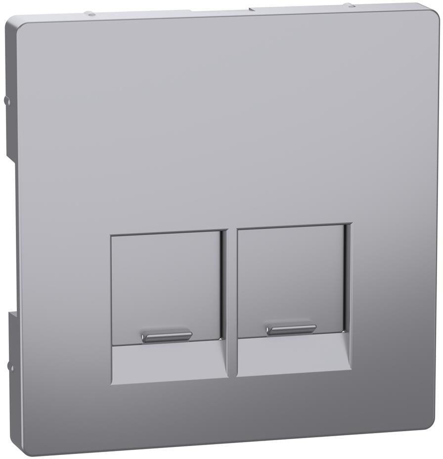 Лицев панел за 2xRJ45 цвят Неръждаема стомана System Design Merten SE, SCHNEIDER ELECTRIC, MEG4572-6036