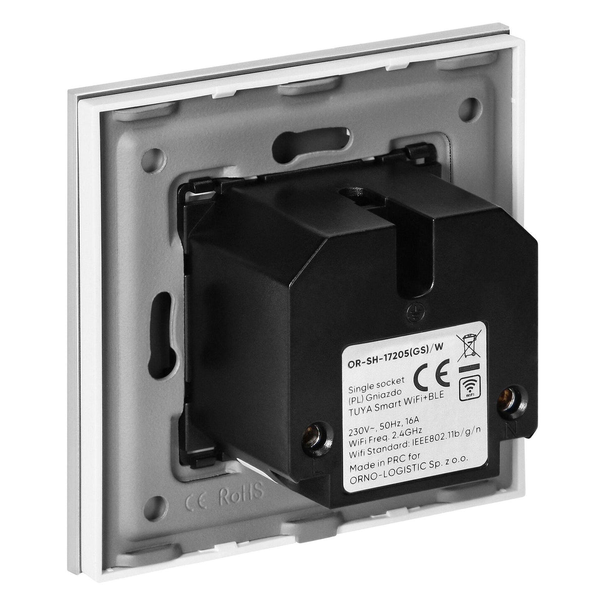 Tuya Smart Wi-Fi единичен контакт за скрит монтаж, Schuko, бял - OR-SH-17205(GS)/W, ORNO