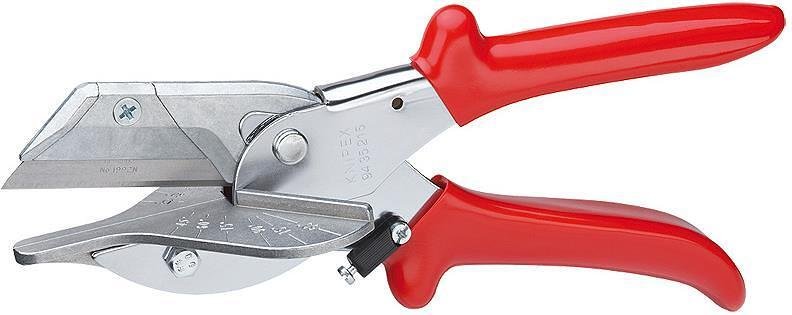 Ножици за гума, хромирани, червена ръкохватка 215мм, с фиксатор, Knipex - K9435215