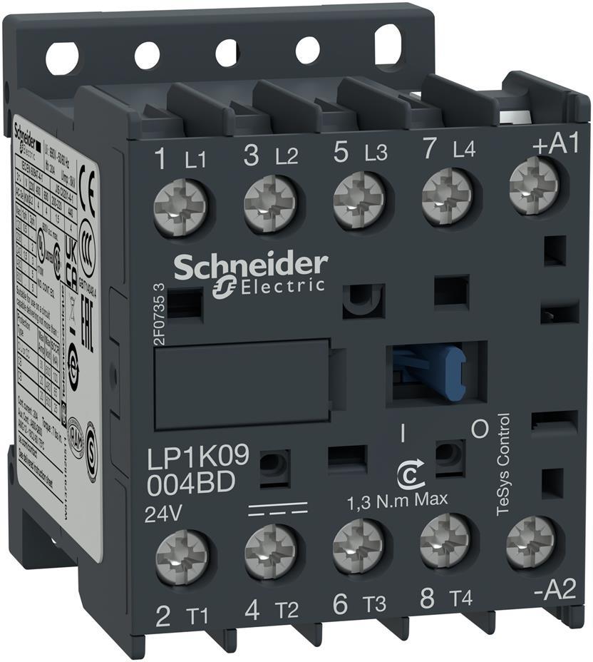 Контактор TeSys K 4P 4kW (9A AC-3) 24V DC SE, SCHNEIDER ELECTRIC НИСКО НАПРЕЖЕНИЕ, LP1K09004BD