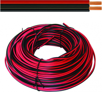 Кабел ШВПЛ-А (A03VH-H) 2X1 - 300/300 V Eca - черно-червен - ролка 100m, КАБЕЛИ, ШВПЛ-А2х1