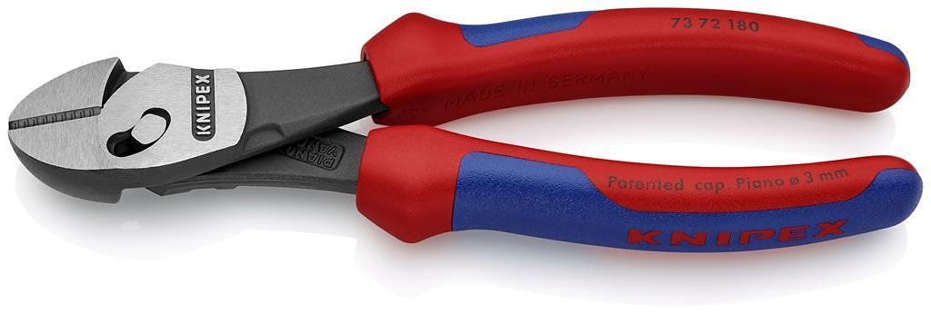 Клещи диагонални резачки усилени TwinForce, синьо-червена ръкохватка 180мм, Knipex - K7372180