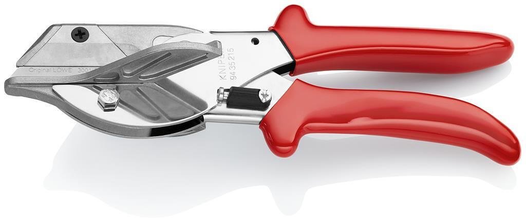 Ножици за гума, хромирани, червена ръкохватка 215мм, с фиксатор, Knipex - K9435215