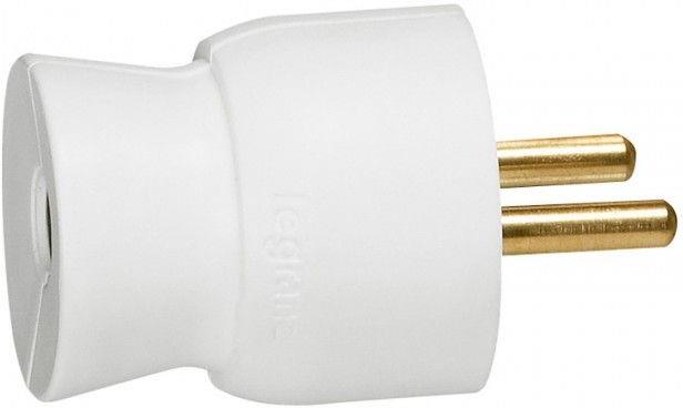Щепсел бял 2P+Т 16A 250V френски стандарт /25бр/ Legrand, LEGRAND, 50415