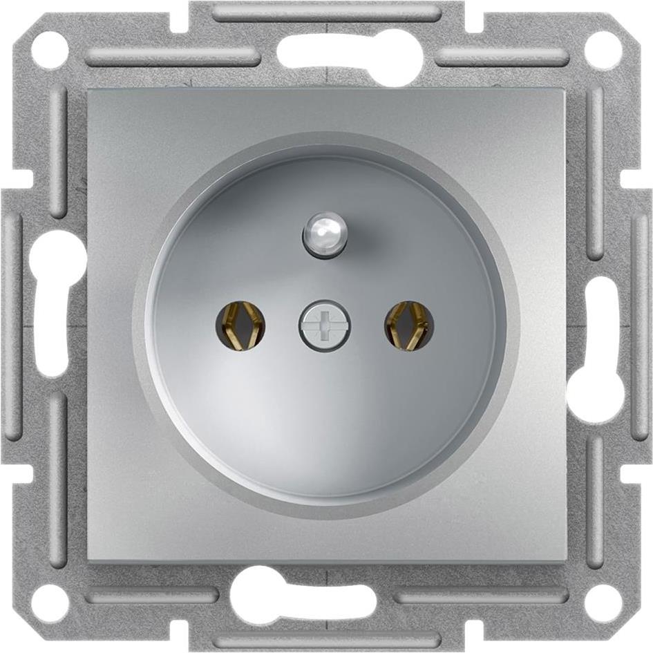 Контакт френски стандарт 16A цвят Алуминий Asfora SE, SCHNEIDER ELECTRIC, EPH2800161