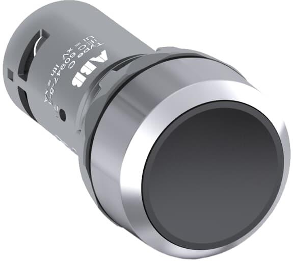 Бутон черен CP1-30B-11 1NO/1NC хромиран ринг Ø22mm Compact ABB, 1SFA619100R3076