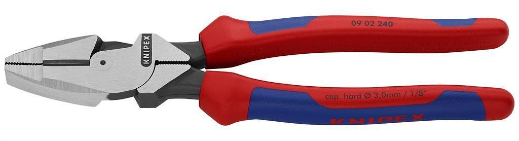 Комбинирани клещи Lineman, синьо-червена ръкохватка 240мм, Knipex - K0902240